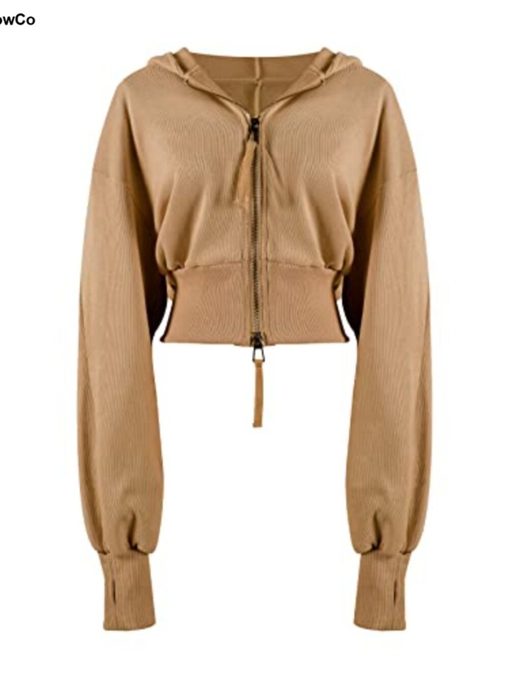 Cropped Zip Up Hoodie Women Casual Long Sleeve Workout Jacket